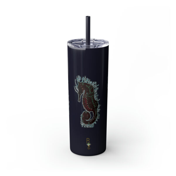 'Electric Seahorse Sea Life Series”™ Skinny Tumbler with Straw, 20oz, Seahorse Tumbler, Seahorse Cup, Seahorse Travel Mug, 20oz Travel Mug, Seahorse Tumbler, Seahorse Travel Mug, 20oz Tumbler, Seahorse Travel Cup, Spillproof Cup, Spill Proof Travel Mug, Seahorse Spill Proof Cup - Image 2