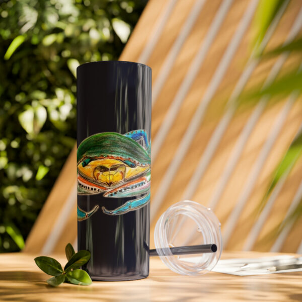 " Carolina Blue Sea Life Series”™ Skinny Tumbler with Straw, 20oz, Blue Crab Tumbler, Cup, Crab Travel Mug, Blue Crab Travel Mug, 20oz Tumbler, Crab Travel Mug, Crab Tumbler, Crab Travel Cup, Spillproof Cup, Spill Proof Travel Mug, Crab Spill Proof Cup