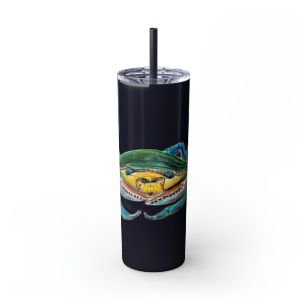 " Carolina Blue Sea Life Series”™ Skinny Tumbler with Straw, 20oz, Blue Crab Tumbler, Cup, Crab Travel Mug, Blue Crab Travel Mug, 20oz Tumbler, Crab Travel Mug, Crab Tumbler, Crab Travel Cup, Spillproof Cup, Spill Proof Travel Mug, Crab Spill Proof Cup - Image 2