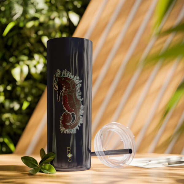 'Electric Seahorse Sea Life Series”™ Skinny Tumbler with Straw, 20oz, Seahorse Tumbler, Seahorse Cup, Seahorse Travel Mug, 20oz Travel Mug, Seahorse Tumbler, Seahorse Travel Mug, 20oz Tumbler, Seahorse Travel Cup, Spillproof Cup, Spill Proof Travel Mug, Seahorse Spill Proof Cup