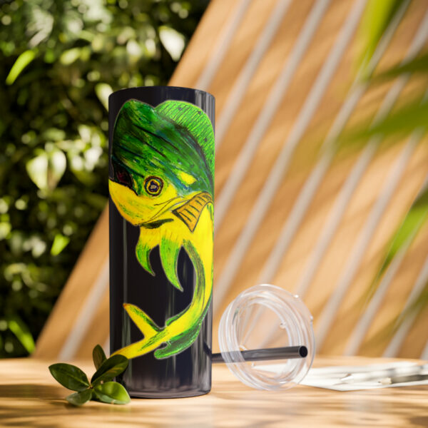 "Dorado Sea Life Series”™ Skinny Tumbler with Straw, 20oz, Tumbler, Cup, Travel Mug, Yellowfin Travel Mug, Dorado Tumbler, Dorado Travel Mug, Mahi Mahi Tumbler, Dolphin Travel Cup, Dorado Spillproof Cup, Mahi Mahi Spill Proof Travel Mug, Dorado Spill Proof Cup